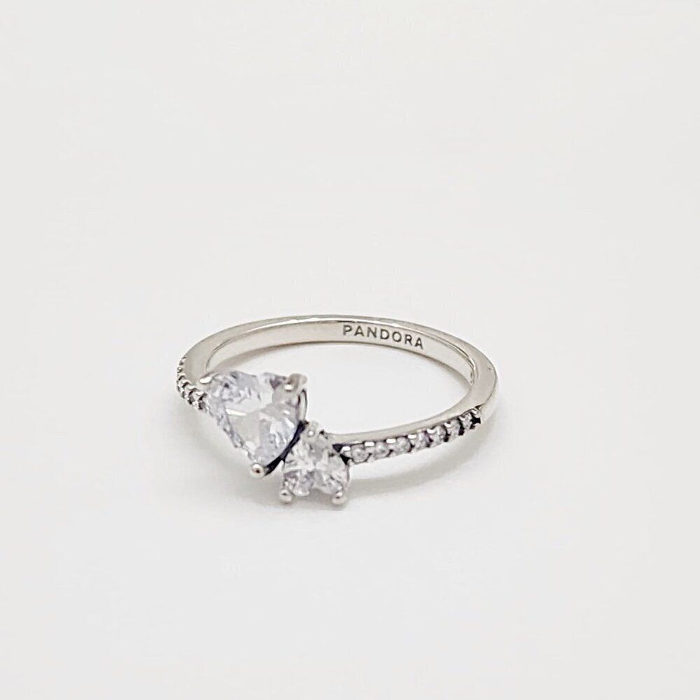 Pandora Double Heart Sparkling Ring